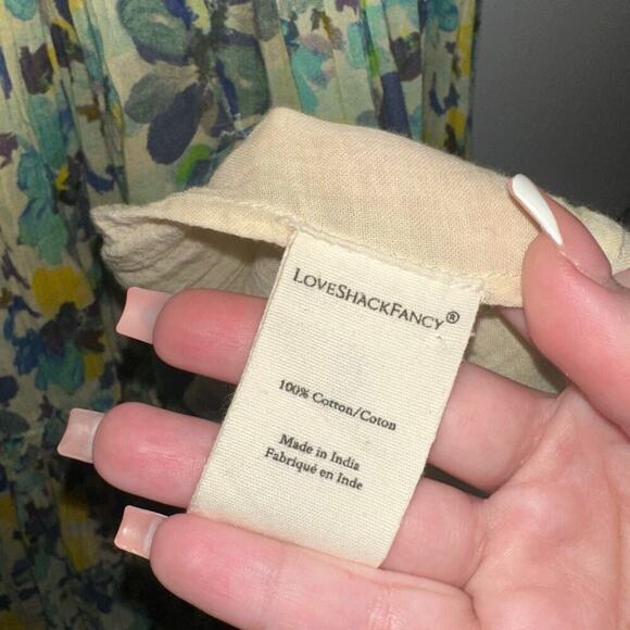 LoveShackFancy Blue Capri Floral Midi Dress Acai Berry Green Yellow Size XS - Picture 9 of 11